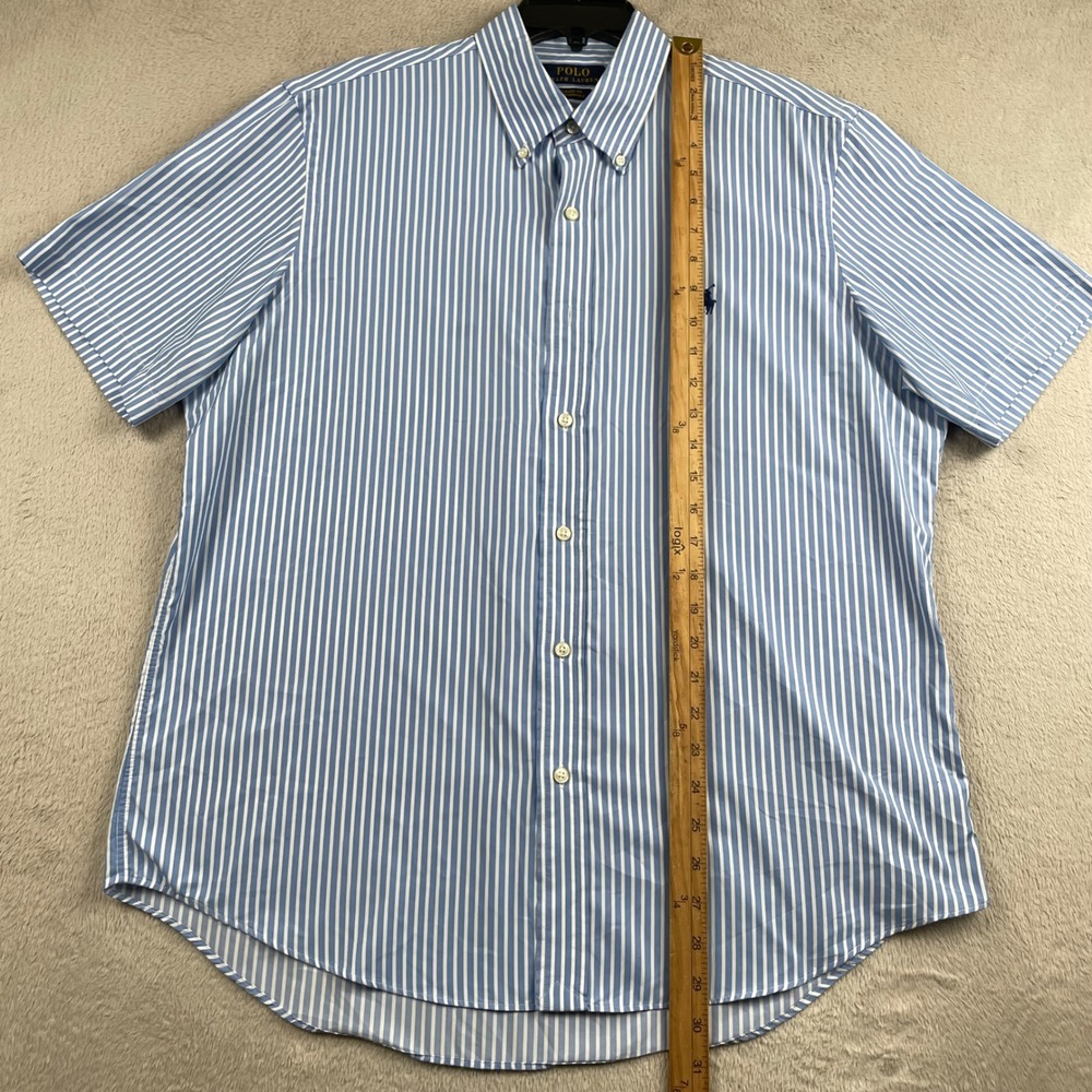 Polo Ralph Lauren Shirt Mens Large Blue Striped Coolmax Performance Button Down - Picture 5 of 8